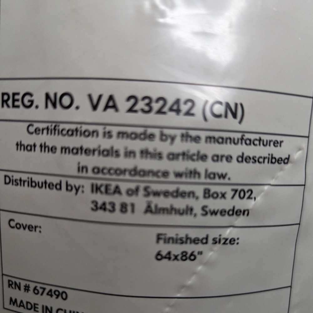 IKEA Grusblad White Twin Comforter - BRAND NEW - Picture 3 of 3
